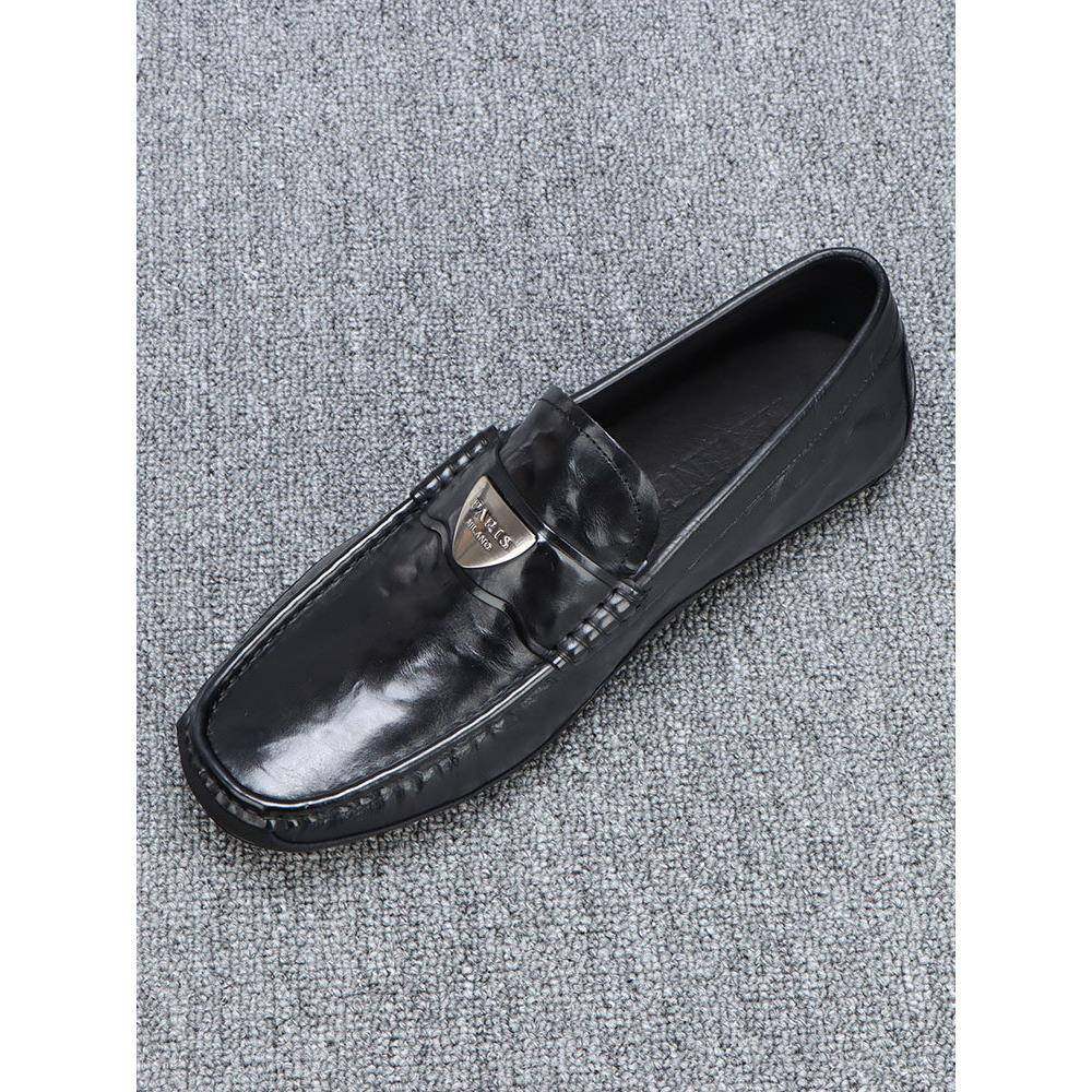 真皮豆豆鞋男款秋季新款轻便软底牛皮透气百搭休闲皮鞋男轻奢商务