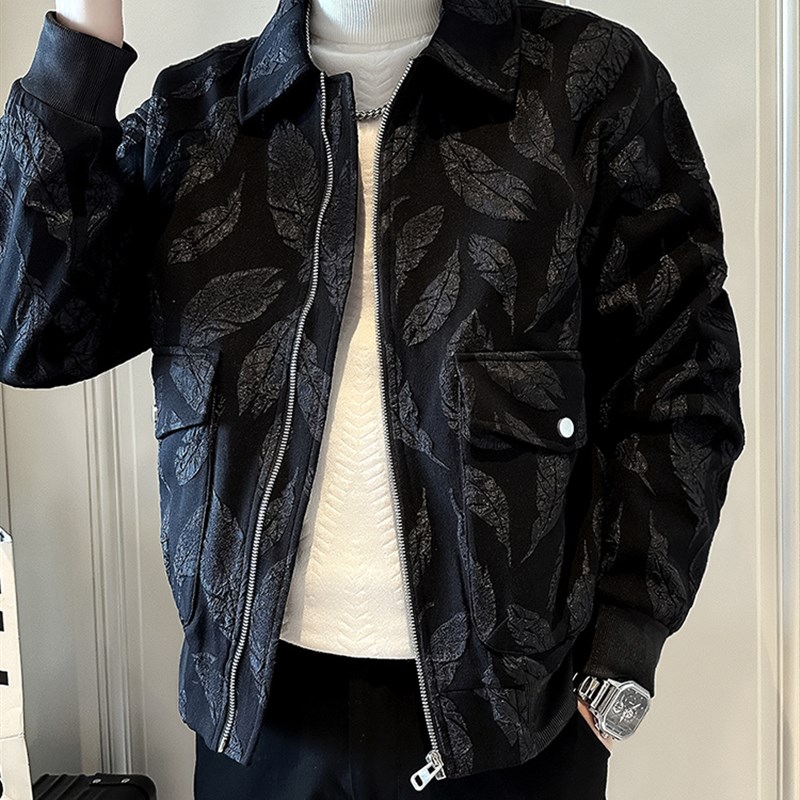香港痞帅工装外套男春秋款潮流休闲提花夹克2025新款男士春装上衣
