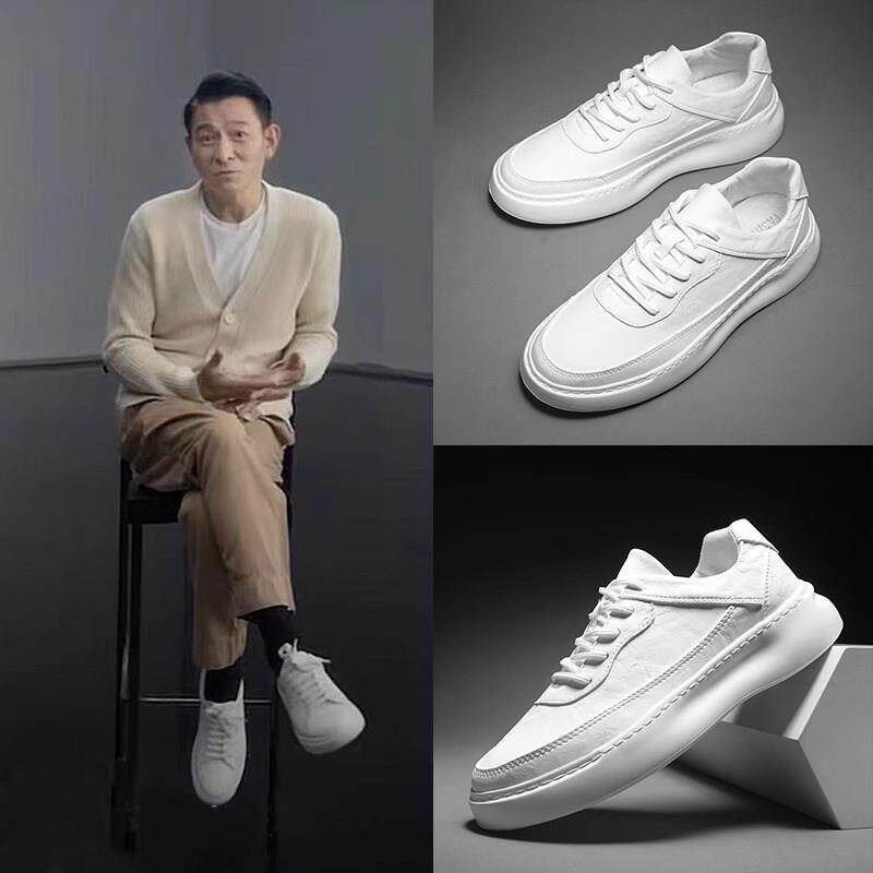 西装小白鞋百搭软底厚底商务休闲鞋高端白鞋男款2024新款白色板鞋