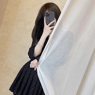 复古小黑裙小个子显高黑色波点连衣裙 法式 秋装 女2023年新款