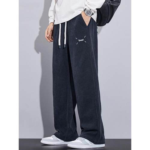 Home Daily~灯芯绒休闲裤男秋冬直筒宽松长裤雪尼尔重磅卫裤春秋