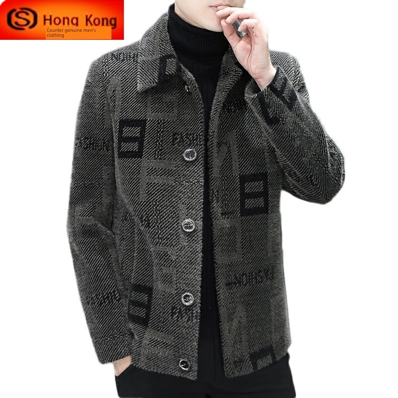 羊绒大衣男款秋冬季短款加绒加厚西装中长款高端男士羊毛呢子外套