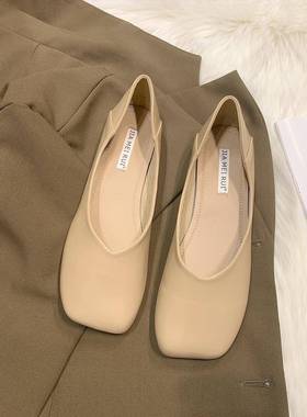 香港晚晚风平底单鞋女2025年新款舒适低跟奶奶鞋一脚蹬懒人孕妇鞋