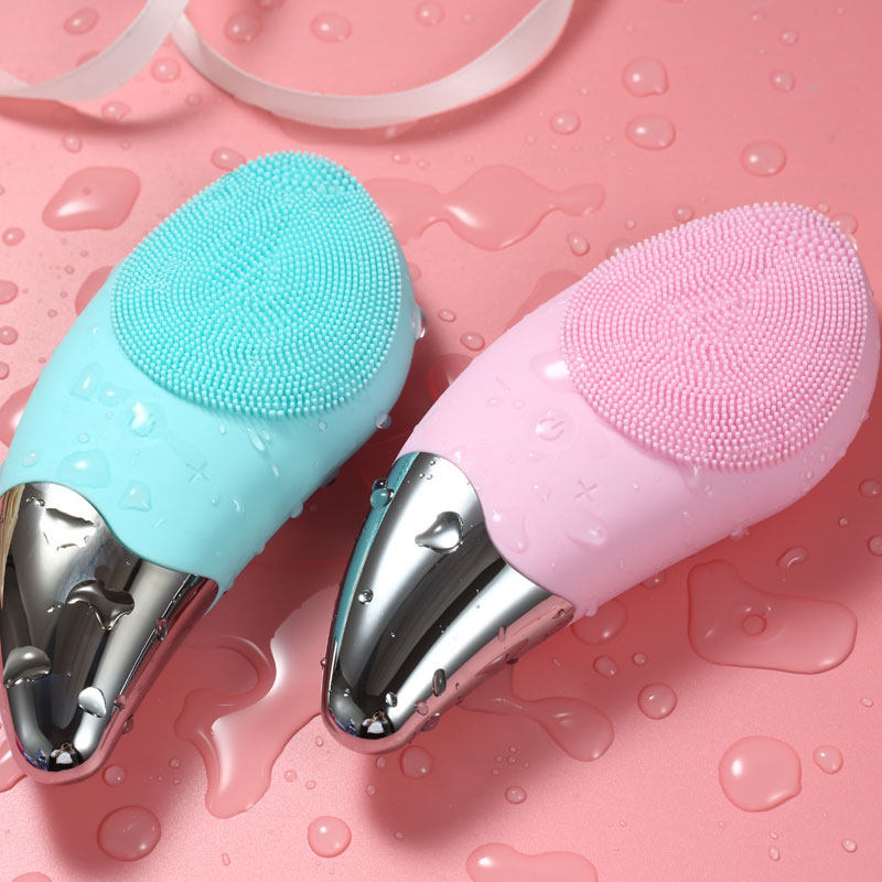 网红新款硅胶洁面仪小芒果电动洗脸仪声波振动毛孔清洁器带导入