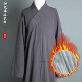 冬季 保暖双层亚麻加绒加厚长褂僧服装 棉袄僧衣男女僧袍大褂和尚衣