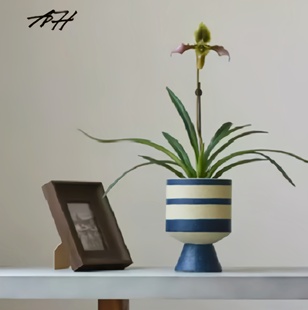 法式高级感陶瓷花瓶摆件客厅插花蝴蝶兰文心兰石斛兰简约个性花盆