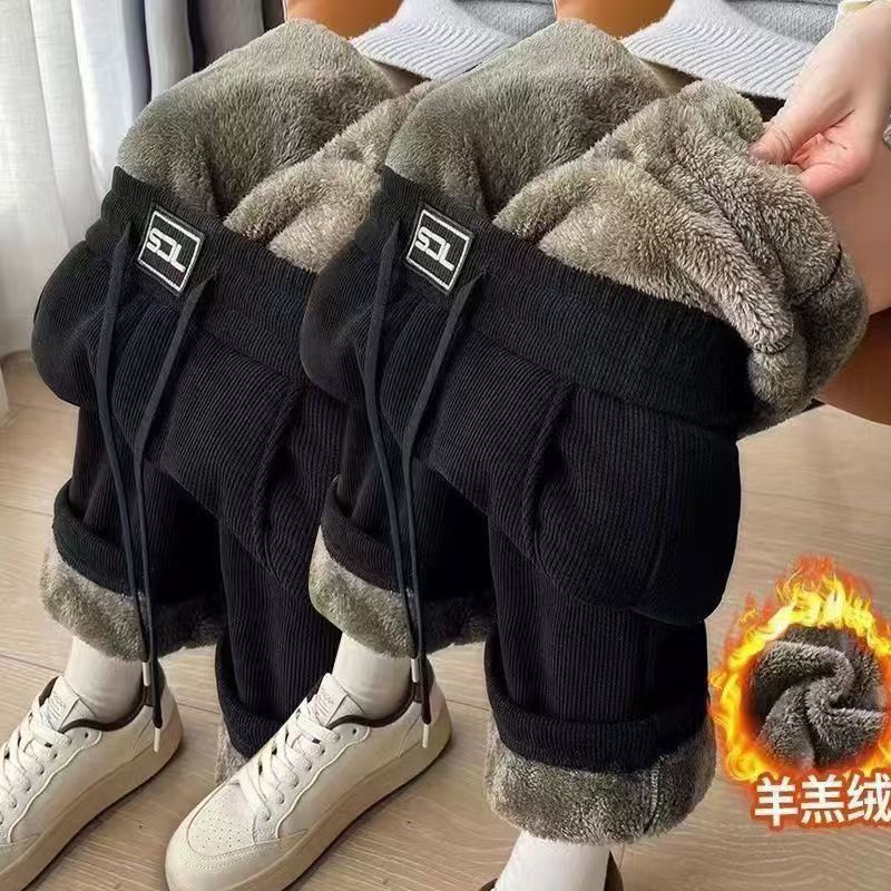 【买一送一】冬季加绒加厚保暖裤女妈妈装裤子女大码休闲裤阔腿裤