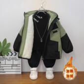 男童冬季 儿童加绒棉袄中小童派克服帅气保暖棉衣 加厚棉服2024新款