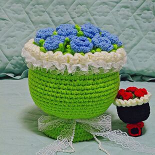 成品毛绒花束礼物永生玫瑰花情人节女朋友闺蜜生日礼物钩织花束