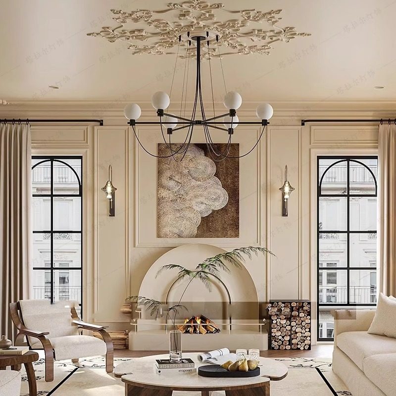 轻法式中古赫本风横杆球球创意玻璃客厅吊灯设计师别墅服装店铺灯