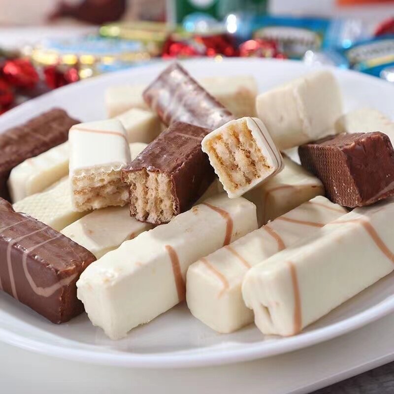 俄罗斯酸奶威化slavyanka牌酸奶鲜奶榛子多口味威化糖果零食500g