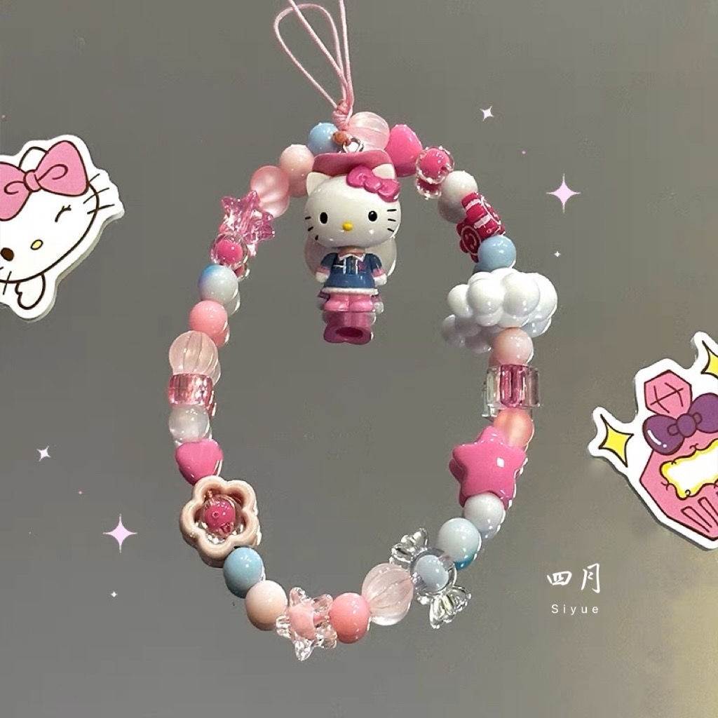hellokitty串珠手机链原创卡片机ccd装饰挂链背包挂绳少女心饰品