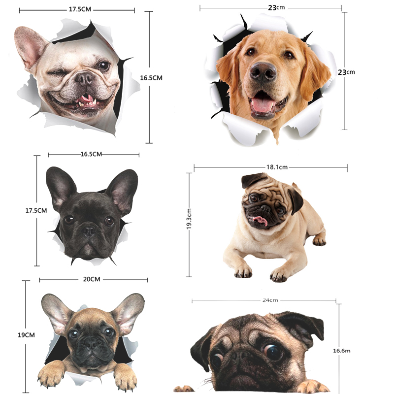 搞笑创意个性3D宠物卡通狗汽车贴纸斗牛犬巴哥哈士奇遮挡划痕贴画