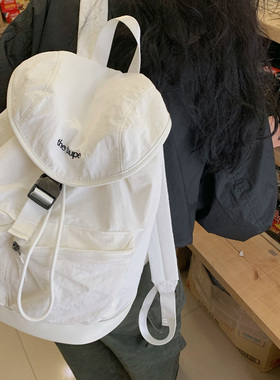 Unique Blue双肩包韩版休闲慵懒风ins博主抽绳简约书包轻便旅游包