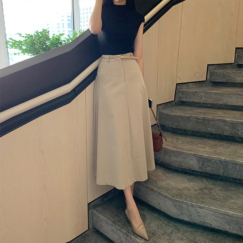 黑色西装半身裙女2026夏季新款高腰大摆a字裙小个子显瘦气质长裙