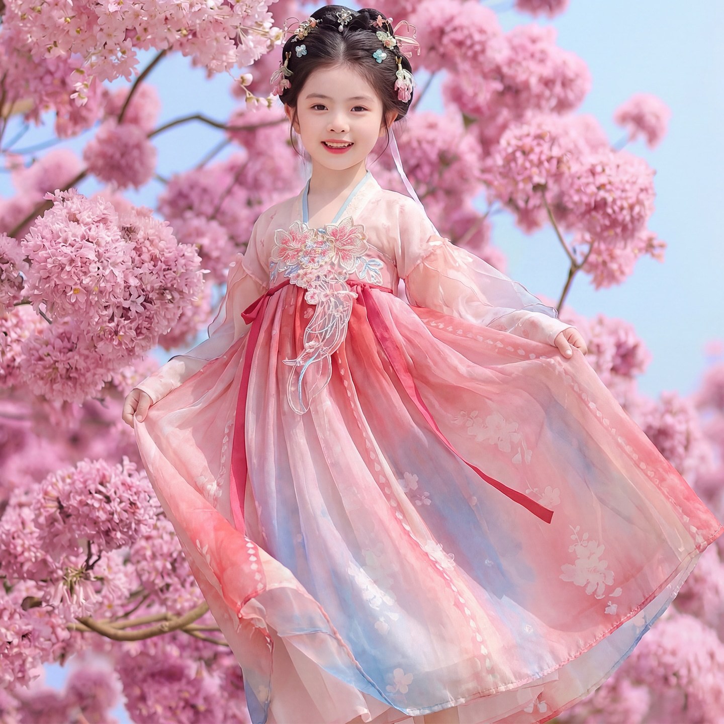 汉服女童春秋2026新款古风儿童唐装中国风超仙连衣裙演出服批发