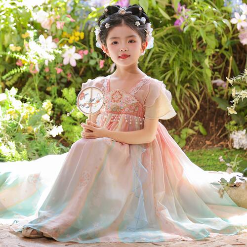 汉服女童夏季2025新款儿童古装超仙公主唐装连衣裙古风裙子
