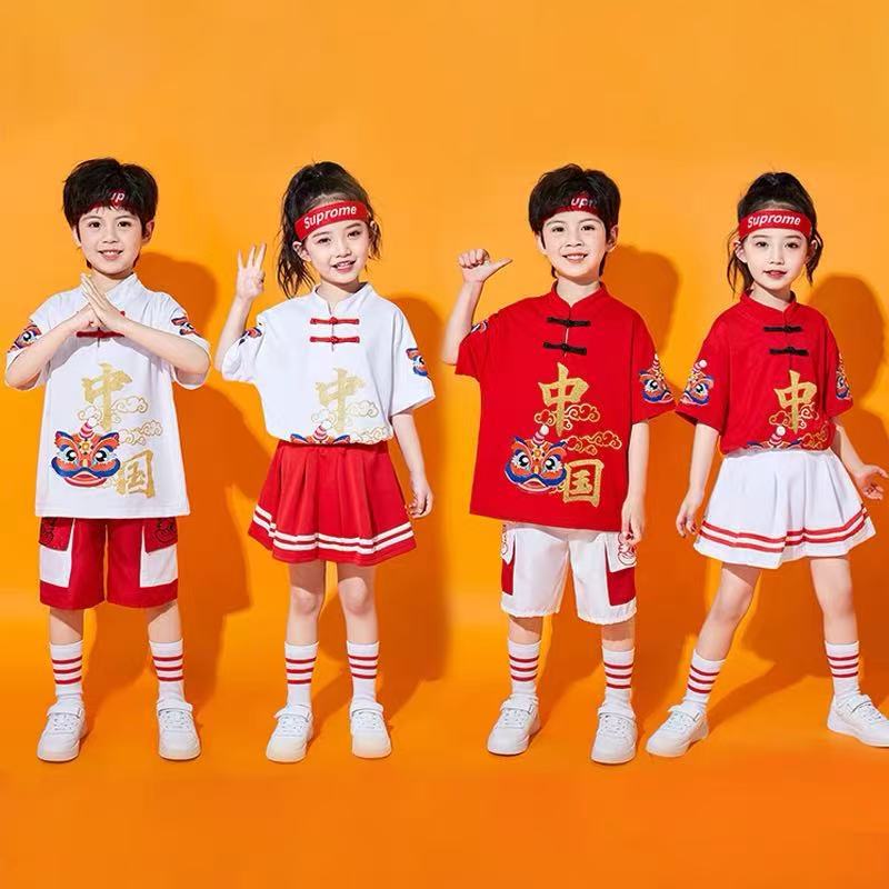 六一儿童啦啦队演出服秋季小学生运动会表演服装国风幼儿园班