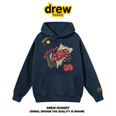 drew美式 潮牌番茄涂鸦印花连帽卫衣男女休闲宽松情侣秋冬帽衫 外套