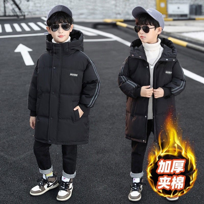 男童棉服冬装2025新款儿童洋气羽绒棉袄中大童中长款夹棉加厚外套