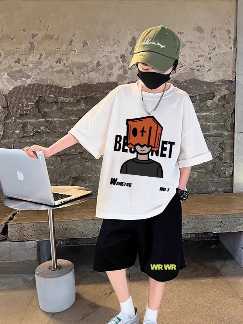 男童短袖T恤2026新款儿童夏装套装中大童装男孩夏季休闲短袖T恤棉