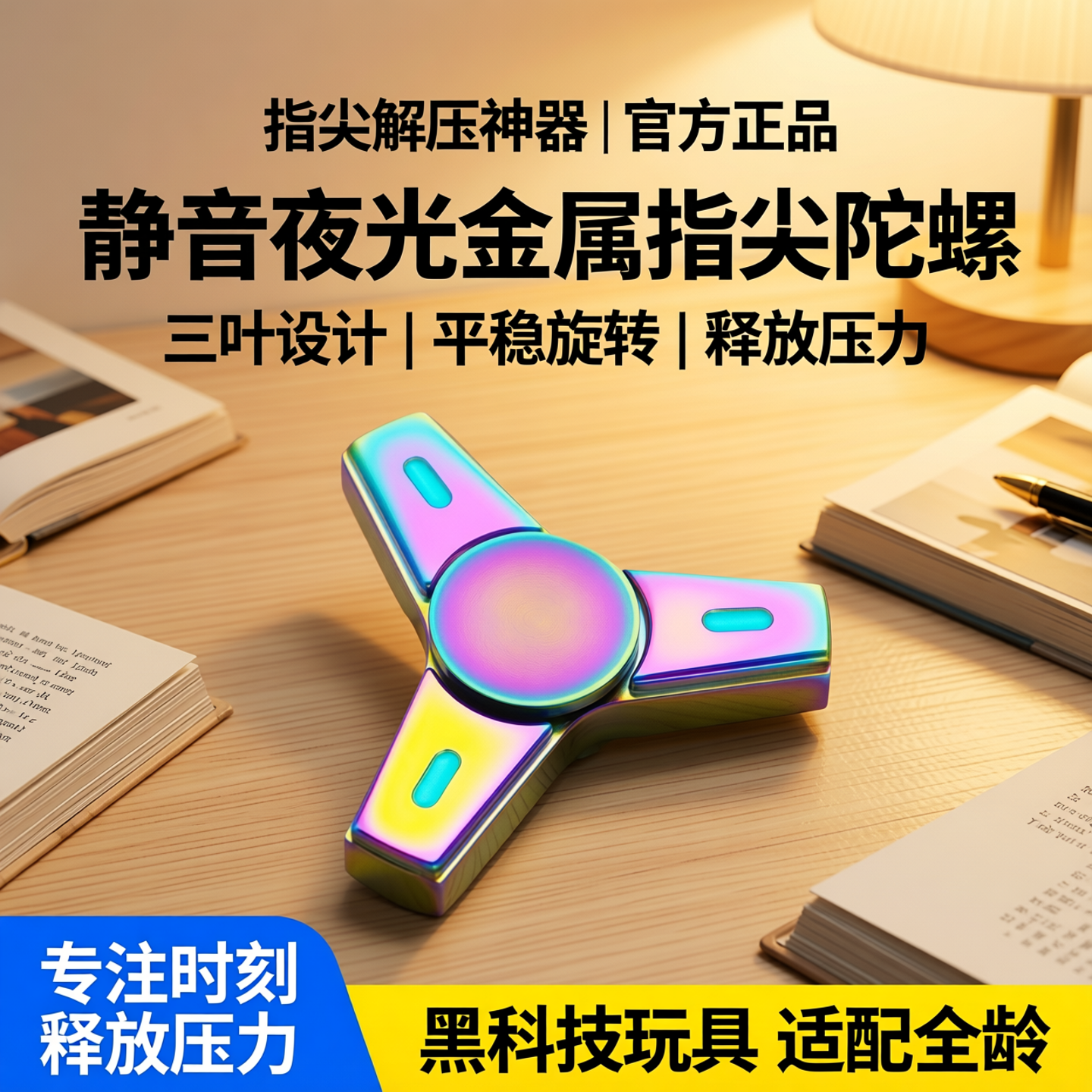 指尖陀螺EDC迷你夜光金属静音平稳解减压放松成人儿童黑科技玩具
