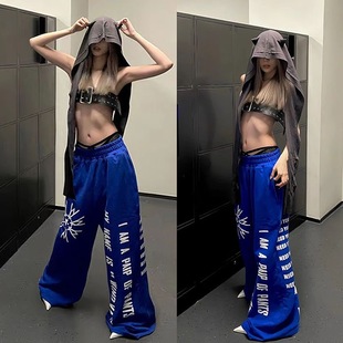 美式街头复古嘻哈纯棉拖地裤hiphop直筒宽松垂感休闲阔腿跳舞裤子