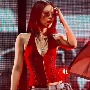jennie同款红色鱼骨绑带吊带背心女爵士jazz跳舞辣妹收腰拉链上衣