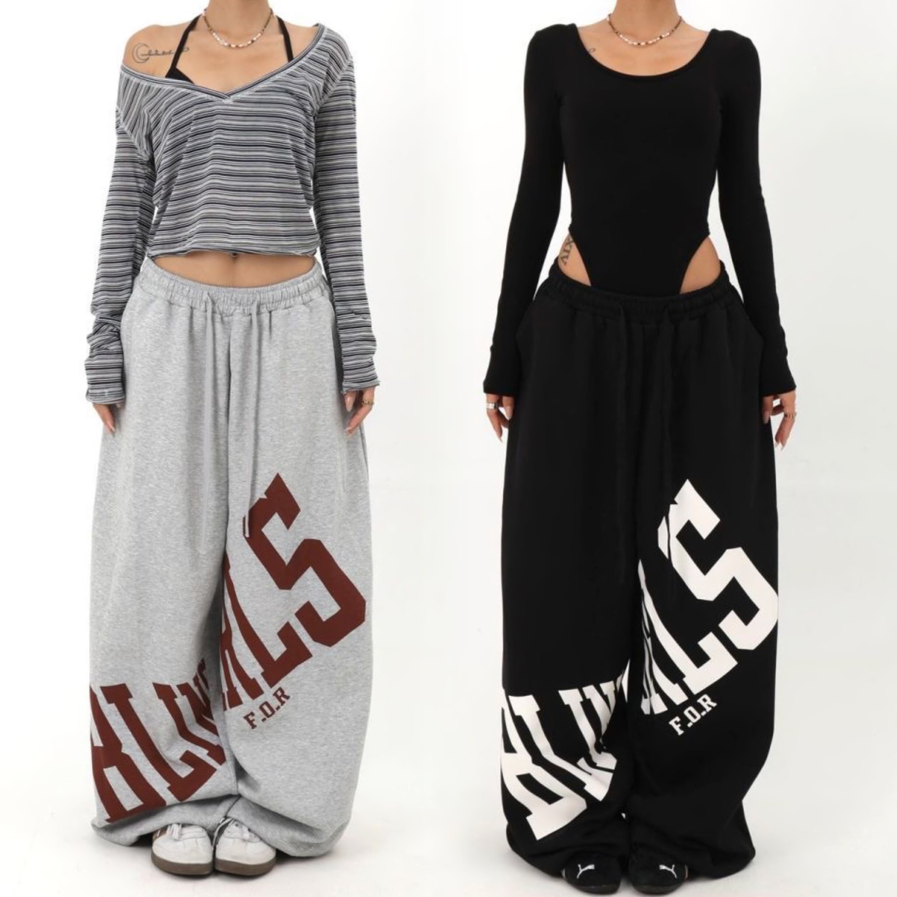 美式原创印花街舞裤女灰色宽松慵懒直筒休闲运动卫裤阔腿爵士长裤,女装/女士精品,休闲裤,淘宝优惠券,粉丝福利购,淘宝优惠卷