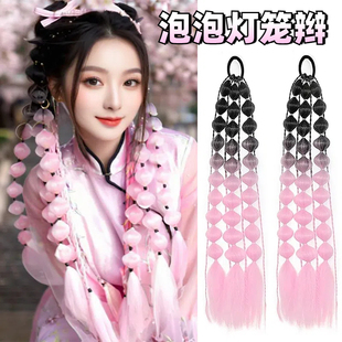 春游樱花季彩色泡泡灯笼辫子彩绘假发编发扭扭辫拍照造型走秀马尾