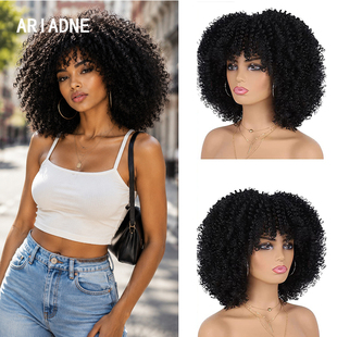 爆炸头非洲卷发假发女蓬松小卷自然逼真潮流假发套Afro Curly Wig