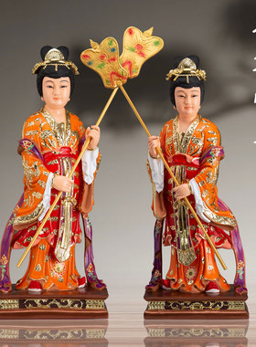 宫女神像神仙的左右侍女像居家供奉树脂玉帝王母护法仙女摆件祝福