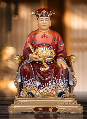 灶王爷神像台湾祥狮黄铜彩绘