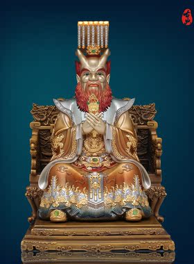 纯铜招财锦雕龙王爷神像
