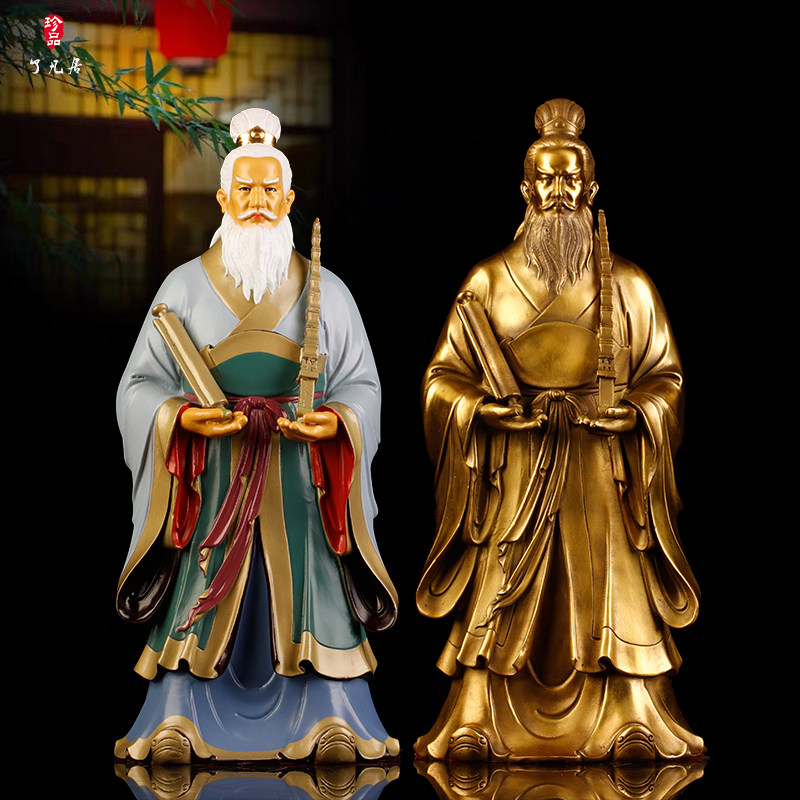 纯铜姜太公摆件姜太公钓鱼站像姜子牙神像拿打神鞭封神榜招财铜像