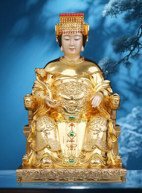 铜贴金妈祖娘娘神像摆件