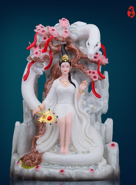 汉白玉中式飞天蛇摆件