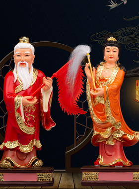 周公 桃花娘神像 玄天上帝左右护法周公桃花女仙姑娘家居装饰摆件