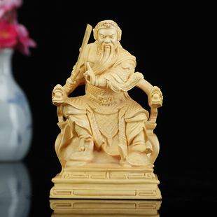 真武大帝神像 黄杨木雕手把件 玄天上帝 真武祖师车载工艺品摆件