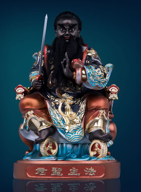 树脂中式金缕彩注公神像