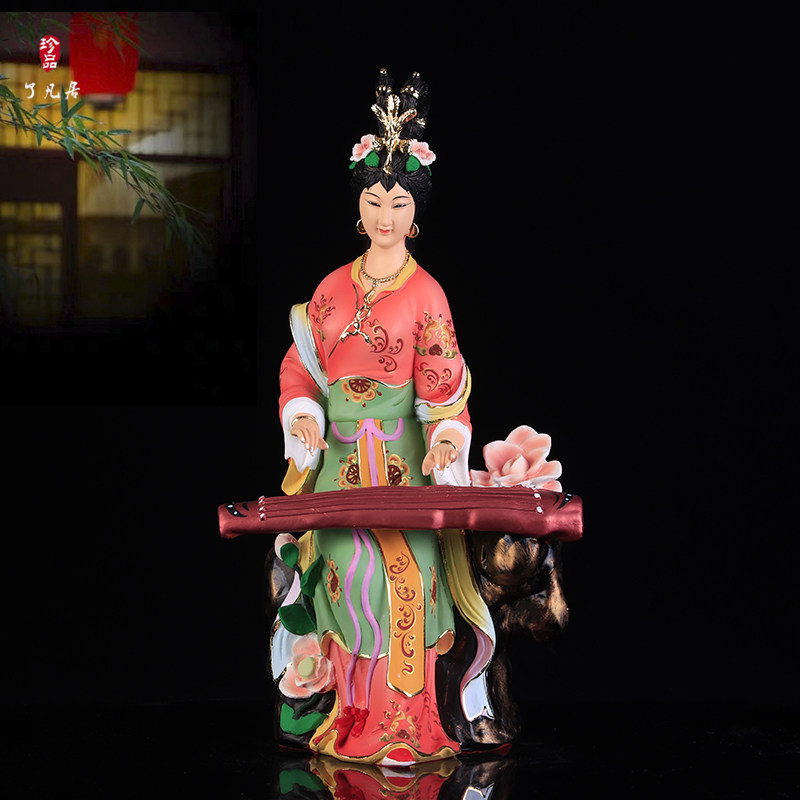 树脂彩绘抚琴仙女摆件娘娘像