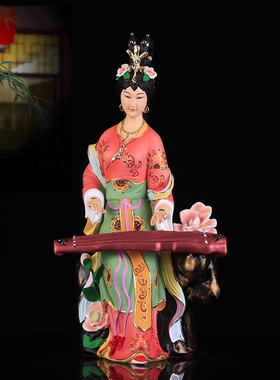 树脂彩绘抚琴仙女摆件娘娘像