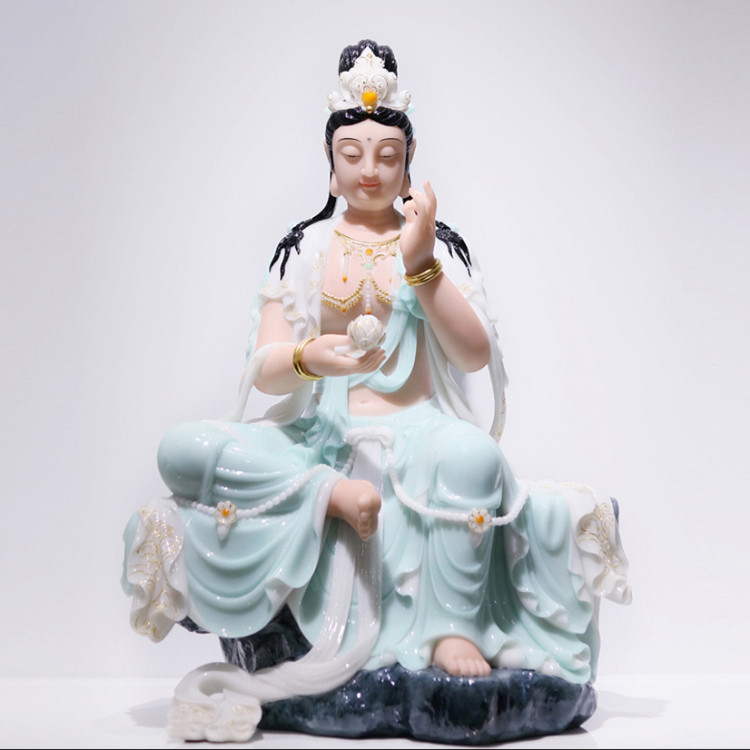观音菩萨佛像 汉白玉艺术品家居公司风水摆件自在观世音菩萨佛像