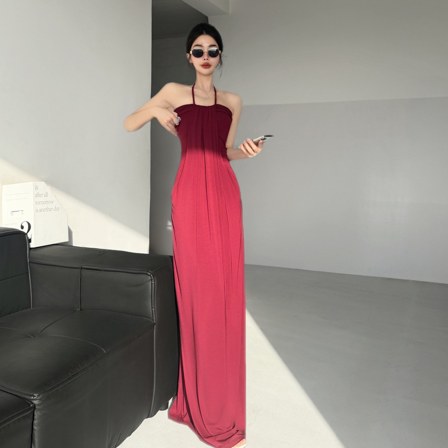 明艳女主~优雅性感抹胸礼服连衣裙女显白酒红色无袖修身长裙气质,女装/女士精品,连衣裙,淘宝优惠券,粉丝福利购,淘宝优惠卷