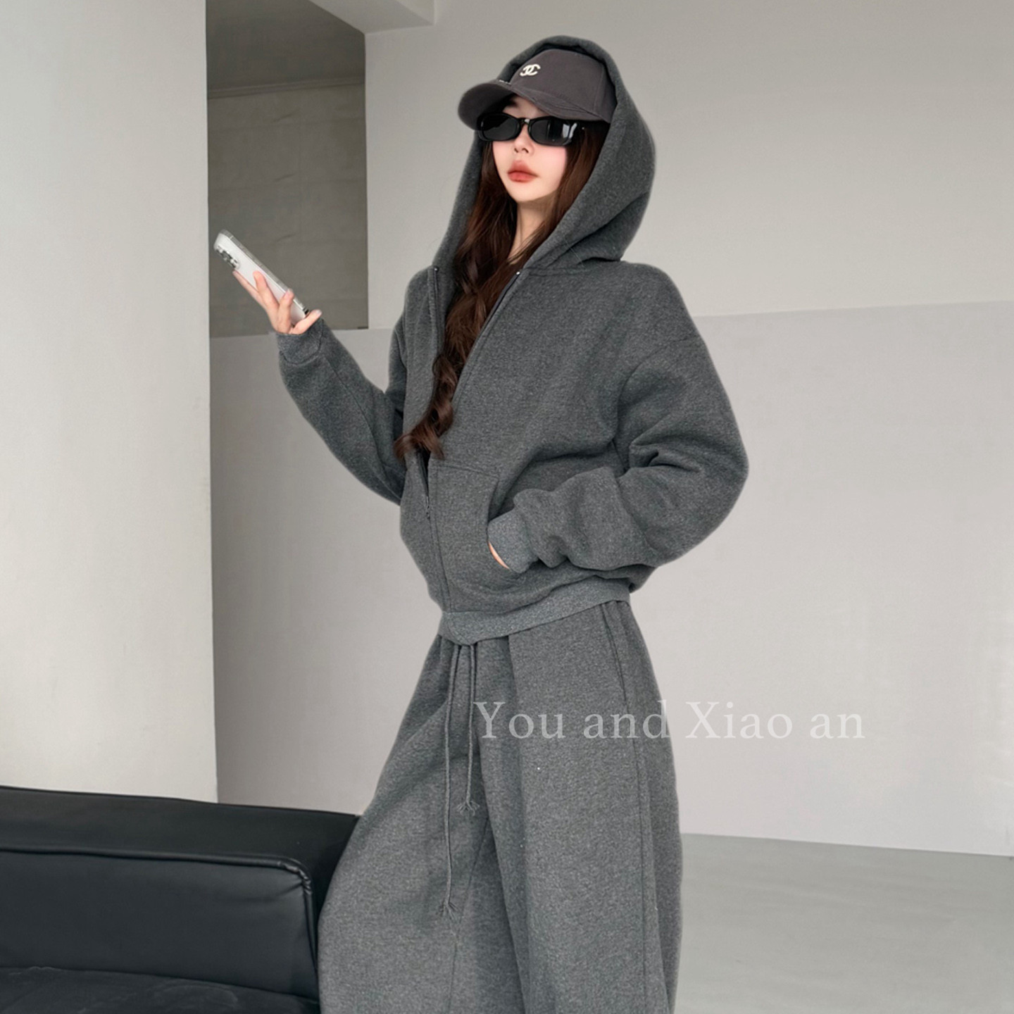 巨显瘦舒适运动风连帽卫衣套装女冬季加厚保暖松弛感三件套休闲装,女装/女士精品,时尚套装,淘宝优惠券,粉丝福利购,淘宝优惠卷