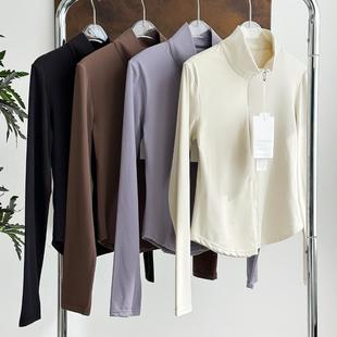 女立领半拉链修身 夹克收腰显瘦弹力贴身瑜伽健身运动休闲外套