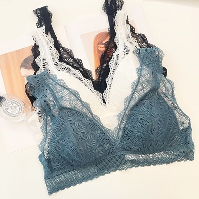 oys*o法式蕾丝镂空无钢圈文胸女