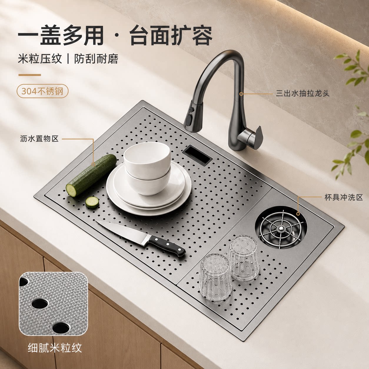 隐藏式中岛吧纳米洗杯器水槽