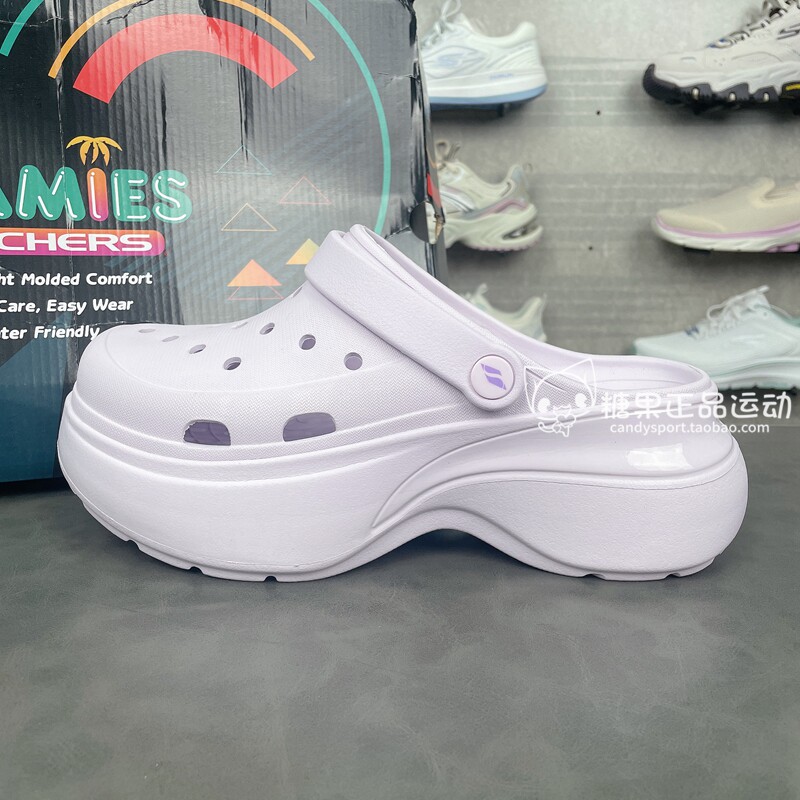 Skechers斯凯奇女子夏季厚底增高缓震柔软舒适洞洞鞋凉拖鞋111678
