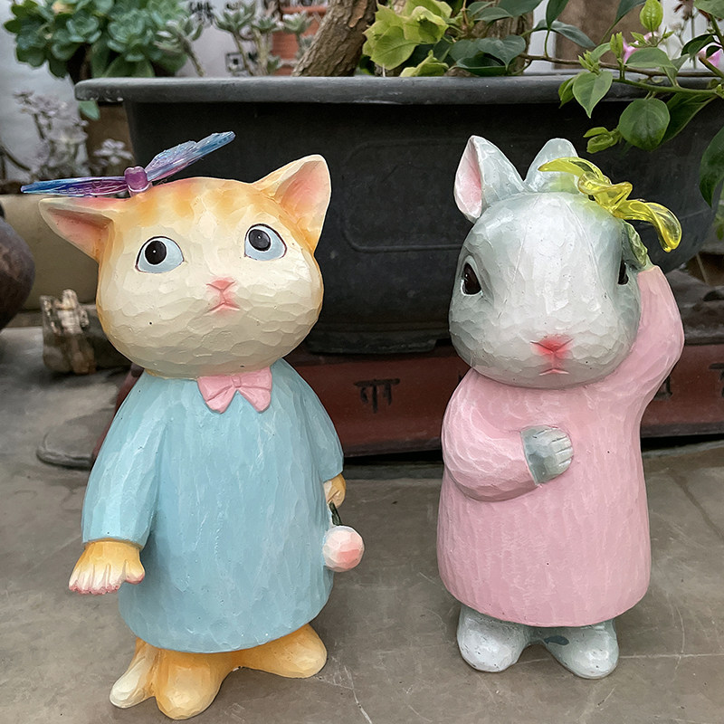 宫崎骏式可爱治愈系小猫小兔太阳能灯树脂摆件花园阳台造景装饰品,家居饰品,户外/庭院摆件,淘宝优惠券,粉丝福利购,淘宝优惠卷